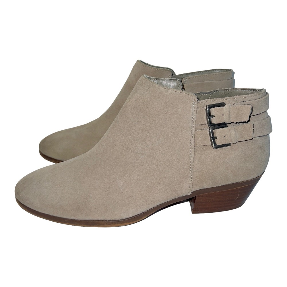 Sam Edelman Petal Ankle Booties Women's Size 10M Tan Leather Side Zip Buckles